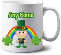 Irish St Patricks Day Gifts - Personalised Leprechaun Jumbo 20oz Mug Cup with Name - Rainbow Lucky Shamrock Ireland Good Luck Gifts Idea for for Men (Blonde Male)