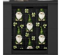 Irish St.patrick's Day Gnomes Green Black Dishwasher Magnet Cover Sticker for Kitchen Appliance Decor,Reusable Magnetic Refrigerator Covers Fridge Panel Decal