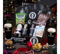 Irish Stout & Snack Hamper, Beer Gift Set - Guinness Draught 440ml and Pint Glass, Guinness Original & Murphy's Stout Hampers - Christmas Alcohol Gift for Men, Birthday Gifts for Him - QWERTY Beer Box