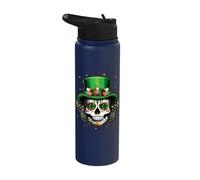 Irish Sugarskull Shamrock Day of The Dead St Patrick's Day Stainless Steel Insulated Water Bottle