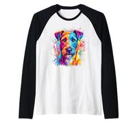 Irish Terrier Colorful Dog Portrait Raglan Baseball Tee