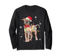 Irish Terrier Dog Christmas Light Xmas Mom Dad Gifts Long Sleeve T-Shirt