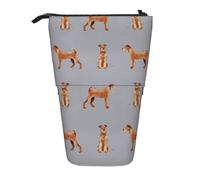 Irish Terrier Simple Valentines Day Dog,Standing Pencil Holder Stationery Bag Pencil Pouch Organizer Telescopic Pencil Case