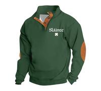 Irish Themed Sweatshirt for St Patrick's Day | Men's Long Sleeve Quarter Zip Pullover with Vintage Shamrock Design | Casual Festival Top for Pub & Party Celebrations