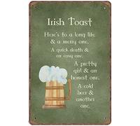Irish Toast Here'S To A Long Life & A Merry One A Quick Death And An Easy One A Pretty Girl And An Honest One Novelty Vintage Auto License Plate Tin Sign Embossed For Home Pub Bar Decor 5.5X8 Inch