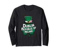 Irish Top Hat With A Shamrock Clover Dublin Ireland Travel Long Sleeve T-Shirt
