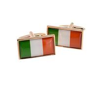 Irish Tricolour Flag in Rose Gold Frame Cufflinks in a Black Leatherette Box - X2N9957-IRELAND-XCBOX