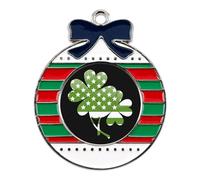 Irish U.S.A Flag Clovers Funny Christmas Pendant Charms Metal Hanging Xmas Tree Ornament Necklace Jewelry Circular