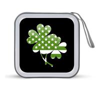 Irish U.S.A Flag Clovers Printed CD Case Hard Plastic Protective DVD Storage Binder Bag for Home Office