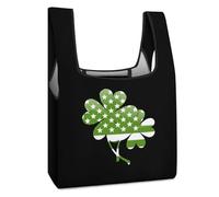 Irish U.S.A Flag Clovers Reusable Grocery Bags Shopping Large Capacity Washable Foldable Tote Bag Fits in Pocket