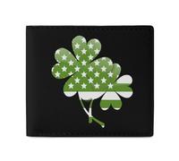 Irish U.S.A Flag Clovers Trendy Bifold Wallet for Men Classic Lightweight ID Window Leather Wallets