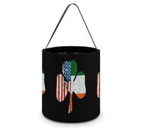 Irish U.S.A Flag Shamrock Cute Halloween Tricking Or Treating Bag Candy Bucket Tote Gift Storage Bags