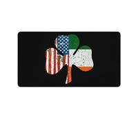 Irish U.S.A Flag Shamrock Desk Mat with Stitched Edge Non-Slip Rubber Base Mouse Pad Office Supplies 40X75cm
