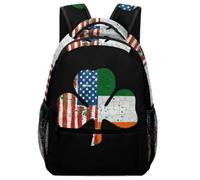 Irish U.S.A Flag Shamrock Fashion Backpack Lightweight Laptop Bag | Travel Hiking Camping Daypack