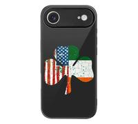 Irish U.S.A Flag Shamrock Glass Back Mobile Phone Basic Cases Compatible with iPhone 17/17 Air/17 Pro/17 Pro Max Anti-Scratch Covers