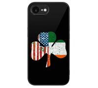 Irish U.S.A Flag Shamrock Glass Mobile Phone Basic Cases Compatible with iPhone 16/16 Plus/16 Pro/16 Pro Max/16 E Anti-Scratch Covers