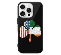 Irish U.S.A Flag Shamrock Glass Mobile Phone Basic Cases Compatible with iPhone 16/16 Plus/16 Pro/16 Pro Max/16 E Anti-Scratch Covers