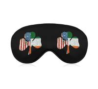 Irish U.S.A Flag Shamrock Lightweight Sleep Masks Funny Blocking Eye Mask for Sleeping with Adjustable Strap