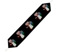 Irish U.S.A Flag Shamrock Table Runner Washable Plush Decor for Wedding Farmhouse Kitchen Coffee Tables