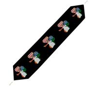 Irish U.S.A Flag Shamrock Table Runner Washable Plush Decor for Wedding Farmhouse Kitchen Coffee Tables