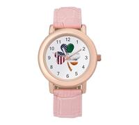 Irish U.S. Flag Clover Fashion Women's Watch Easy Reader Novelty Slim Quartz Casual Dress Wrist Watches