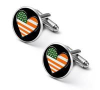 Irish U.S. Flag Heart Men's Alloy Cufflinks