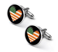 Irish U.S. Flag Heart Men's Alloy Cufflinks