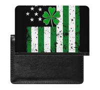 Irish U.S. Flag St and Patrick Printed Passport Holder Cover PU Leather Travel Waterproof Slim Passport Wallet for Airport