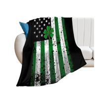 Irish U.S. Flag St And Patrick Printed Throw Blanket 250g Soft Cozy Flannel Throw Blankets for Bed Sofa Couch
