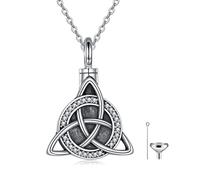 Irish Urn Necklace for Ashes Sterling Silver Triquetra Celtic Knot Urn Pendant Cremation Jewellery Memorial Gifts for Women Men