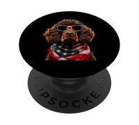 Irish Water Spaniel Dog 4th Of July American Independence PopSockets Adhesive PopGrip
