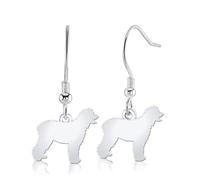Irish Water Spaniel Silhouette Silver Earrings