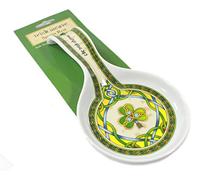 Irish Weave Ceramic Spoon Rest With Celtic And Shamrock Design, 230Mm X 75Mm