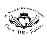 Irish Welcome Claddagh Céad Míle Fáilte Blessing Wall Art Quote Lounge Sticker (Black)