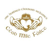 Irish Welcome Claddagh Céad Míle Fáilte Blessing Wall Art Quote Lounge Sticker (Gold)