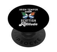 Irish With Scottish Attitude Scotland Flag Butterfly Ireland PopSockets Adhesive PopGrip