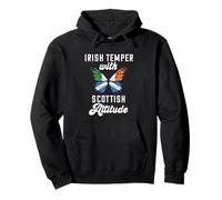 Irish With Scottish Attitude Scotland Flag Butterfly Ireland Pullover Hoodie