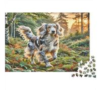 Irish Wolfhound 1000 Piece Jigsaw Puzzle Premium Paper Merle Dog in Forest Challenging Brain Teaser Puzzle Enthusiasts Adults Cognitive Development Indoor Solo Activity 38x26cm/1000pcs