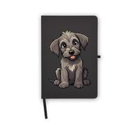 Irish Wolfhound Cartoon Drawing Notebook, Blank Pages, Faux Leather Cover, Planner, Journal, Workbook
