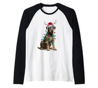 Irish Wolfhound Christmas Lights Santa Hat Reindeer Pajama Raglan Baseball Tee