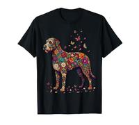 Irish Wolfhound Colorful Floral Butterfly Flowers Botanical T-Shirt