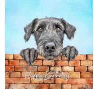 Irish Wolfhound Dog Art Square Birthday Card - Happy Gift For Her Him Friend Mum Dad Sister Brother Animal Cute Illustrated Wildlife Premium Quality Blank Inside Envelope Included