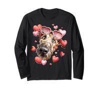 Irish Wolfhound Dog Valentine's Day Heart Sunglasses Long Sleeve T-Shirt