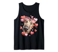 Irish Wolfhound Dog Valentine's Day Heart Sunglasses Tank Top