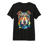 Irish Wolfhound Geometric Pop Art Closeup Portrait Face Premium T-Shirt
