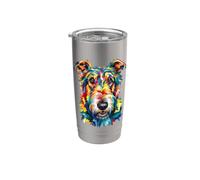 Irish Wolfhound Geometric Pop Art Closeup Portrait Face Stainless Steel Insulated Tumbler