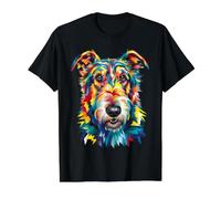 Irish Wolfhound Geometric Pop Art Closeup Portrait Face Value Graphic T-Shirt, Men, Black, S