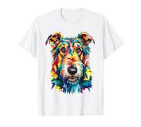 Irish Wolfhound Geometric Pop Art Closeup Portrait Face Value Graphic T-Shirt, Men, White, L