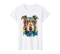 Irish Wolfhound Geometric Pop Art Closeup Portrait Face Value Graphic T-Shirt, Women, White, M