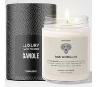 Irish Wolfhound Gifts - Luxury Soy Wax Candle - Vanilla, Jasmine, Sugared Almond - Makester